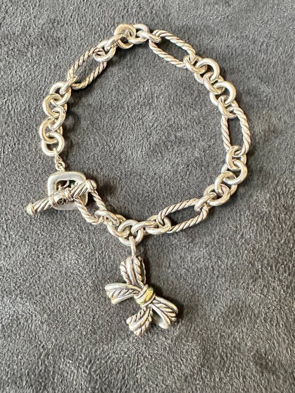 David Yurman Figaro Bracelet w/ Bow in Sterling Silver & 18K Yellow Gold - Med - Picture 11 of 13